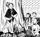 cartoon of Lucretia Mott doing stand-up comedy